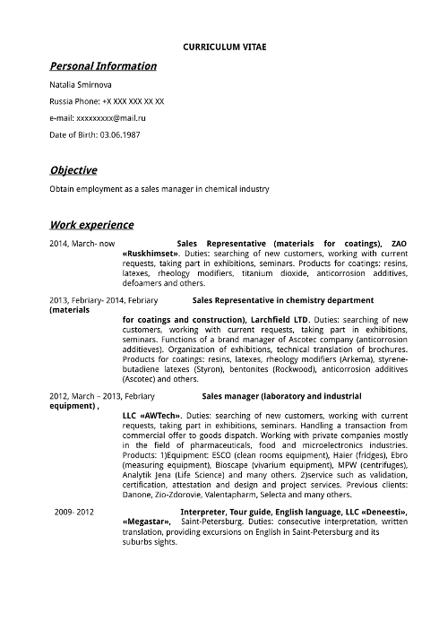 Resume Natalia Smirnova Resume Natalia Smirnova
